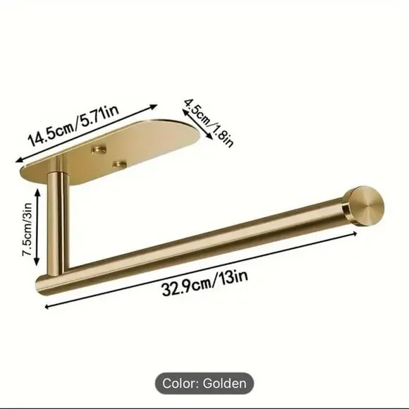 1 piece golden Paper towel holder 2 way attachment - Picture 2 of 2